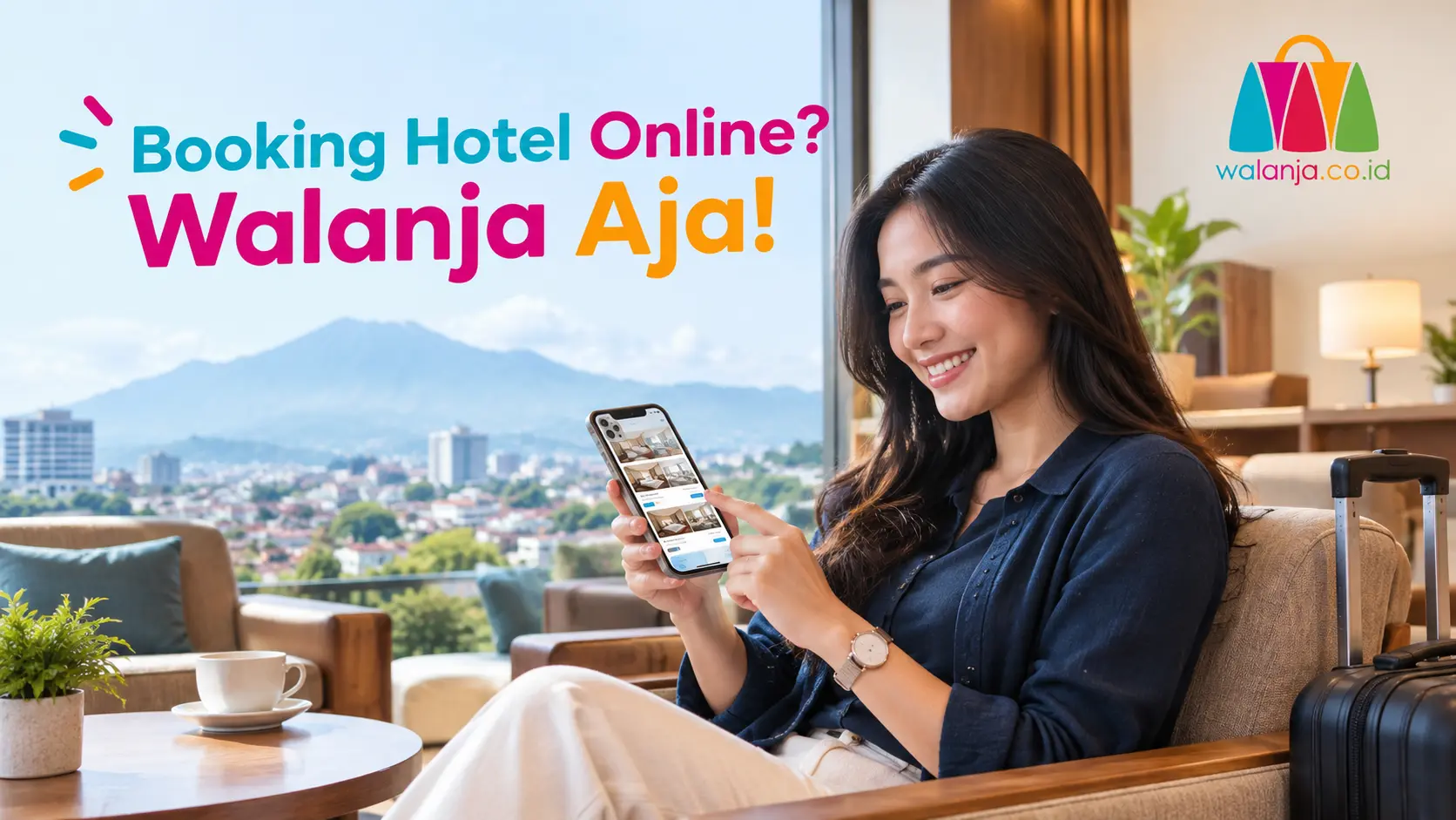 Wisatawan menggunakan smartphone untuk booking hotel online melalui Walanja