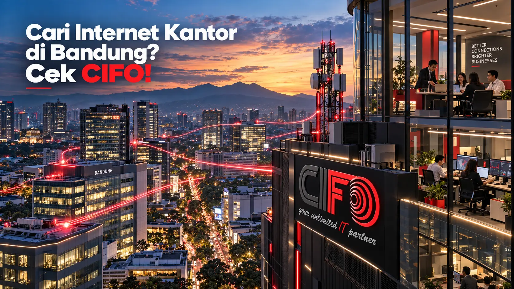 Internet kantor Bandung dengan koneksi fiber optic CIFO untuk perusahaan.
