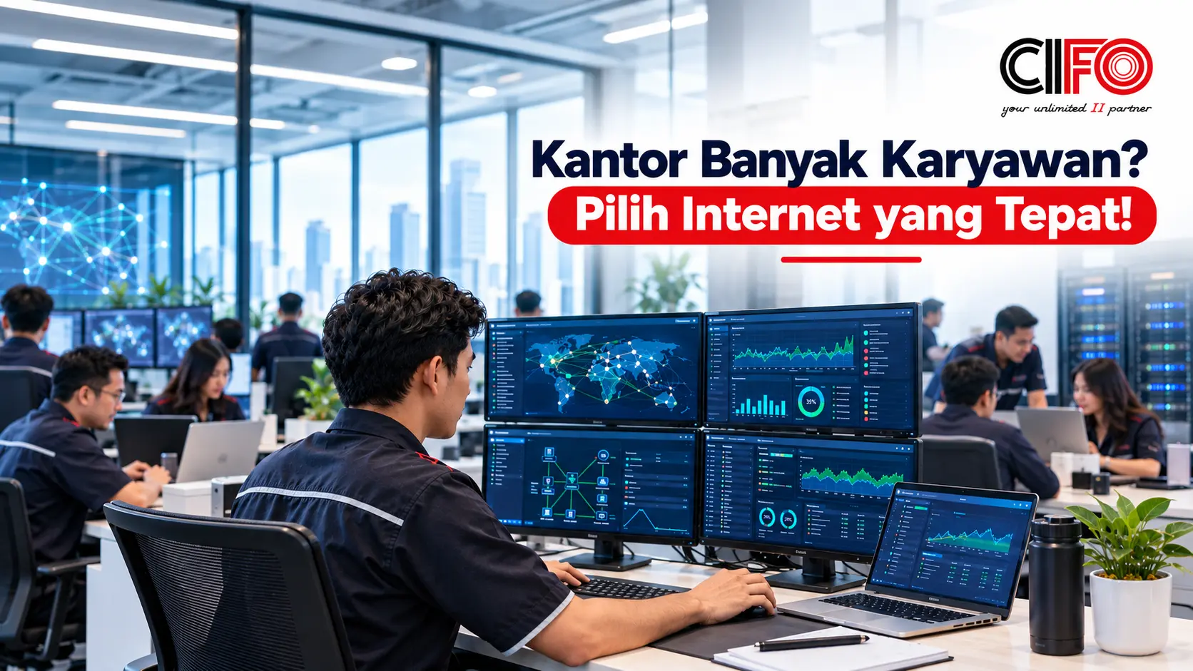 Internet kantor untuk banyak karyawan dengan koneksi stabil